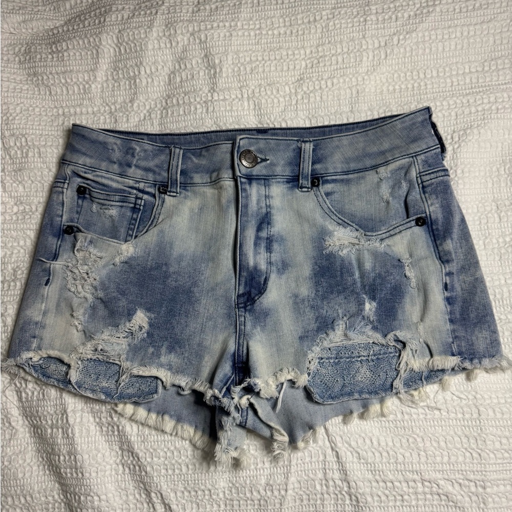 American Eagle Light Blue Distressed Jean Shorts